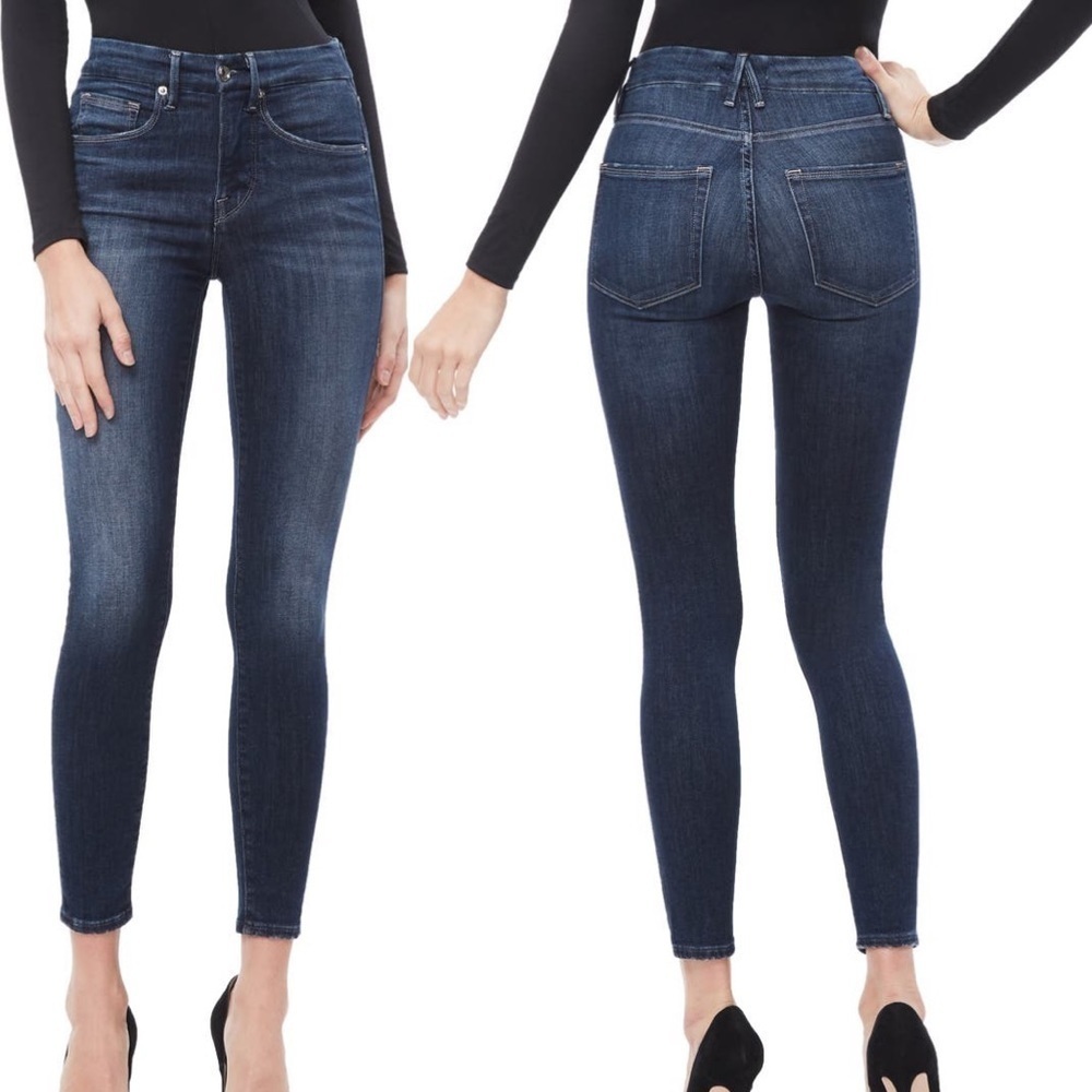 Good American, Good leg cropped hi waisted skinny jeans. NWOT . blue 260